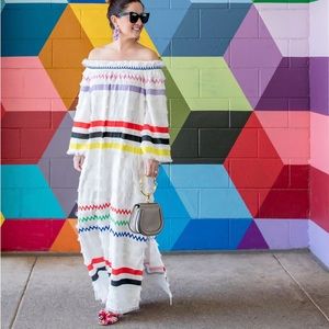 Cynthia Rowley Colorful Fringe Maxi Dress